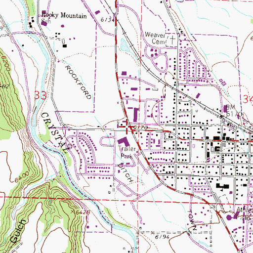 Topographic Map of Sopris Shopping Center, CO