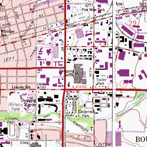 Topographic Map of Crossroads Mall, CO