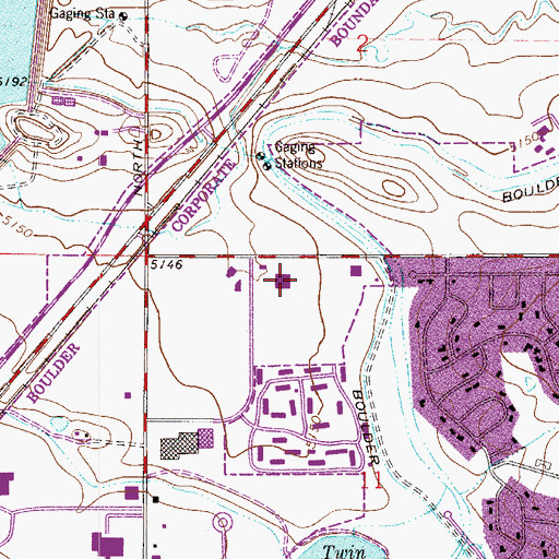 Topographic Map of Gunbarrel Shopping Center, CO