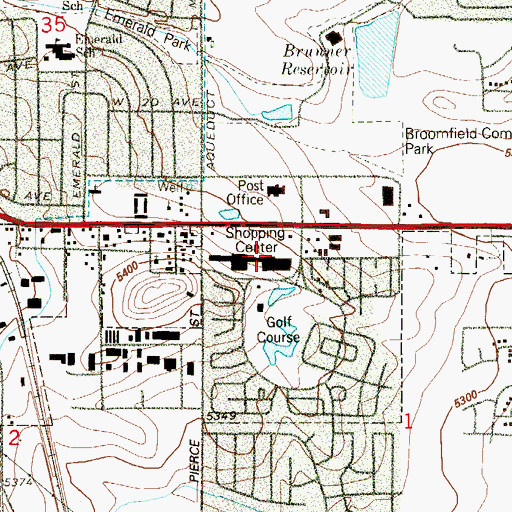 Topographic Map of Villager Square Shopping Center, CO