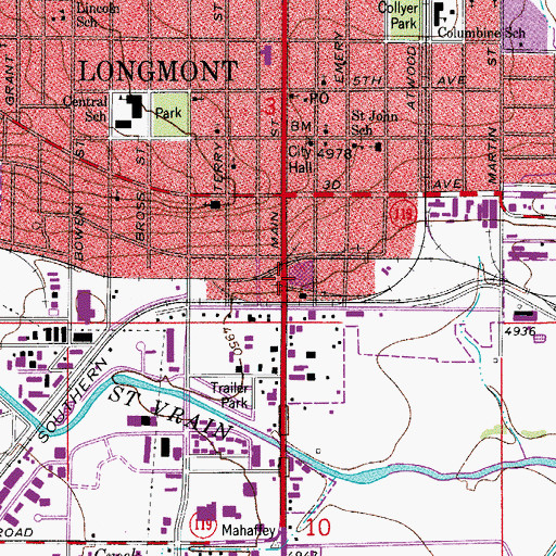 Topographic Map of Burlington Village Shopping Center, CO