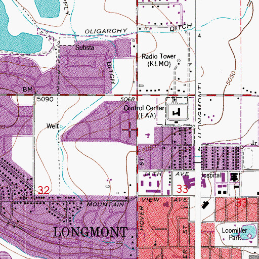 Topographic Map of Centennial Square Shopping Center, CO