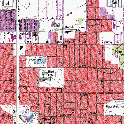 Topographic Map of Francis Street Shopping Center, CO