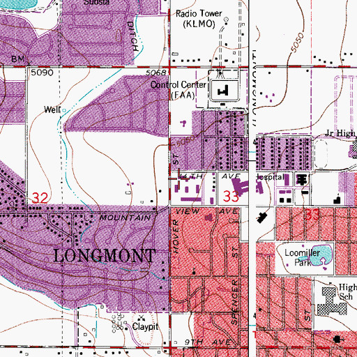 Topographic Map of Montview Shopping Center, CO