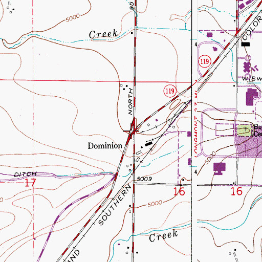 Topographic Map of Twin Peaks Mall, CO