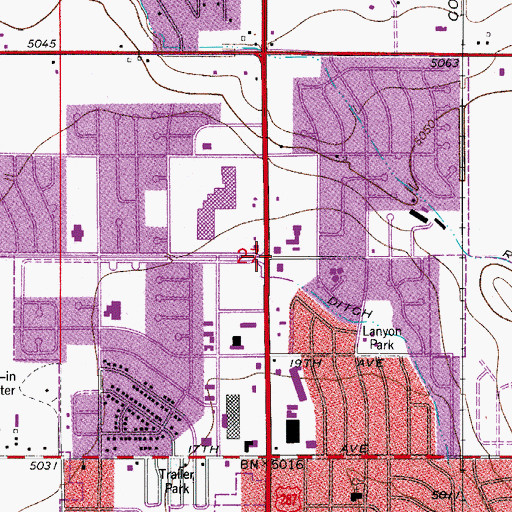 Topographic Map of Western Meadows Shopping Center, CO