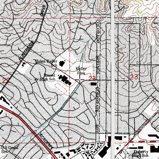 Topographic Map of Academy Place Shopping Center, CO
