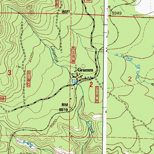 Topographic Map of Gramm Post Office (historical), WY