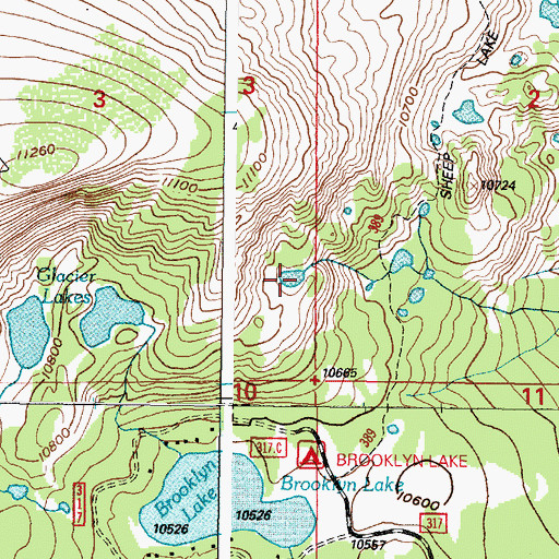 Topographic Map of Snow Bank Lake, WY