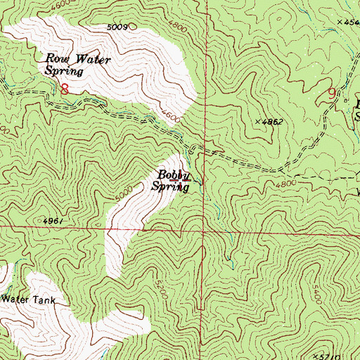Topographic Map of Bobby Spring, AZ