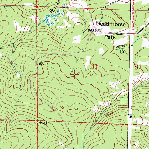 Topographic Map of Deadhorse Park, WY