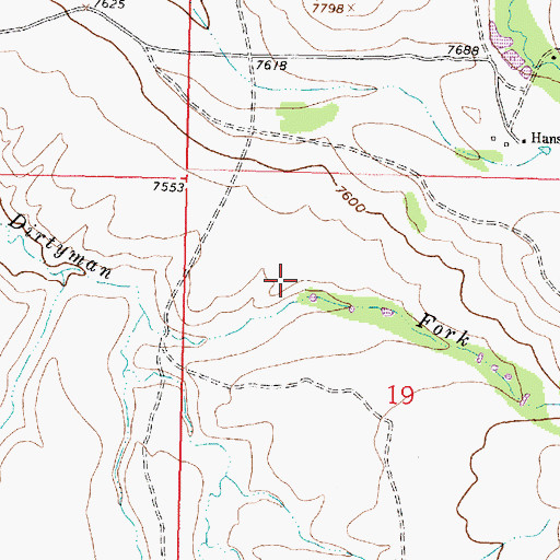 Topographic Map of Dexterville Post Office (historical), WY