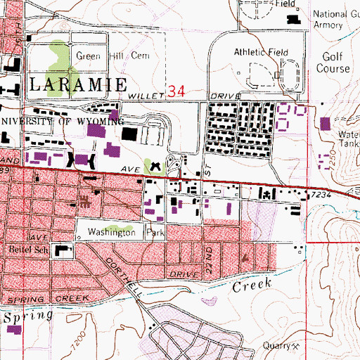 Topographic Map of Odd Fellows Shopping Center, WY