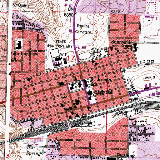 Topographic Map of Highlands Estate Shopping Center, WY