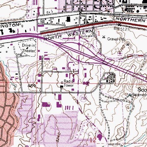 Topographic Map of Eastridge Mall, WY