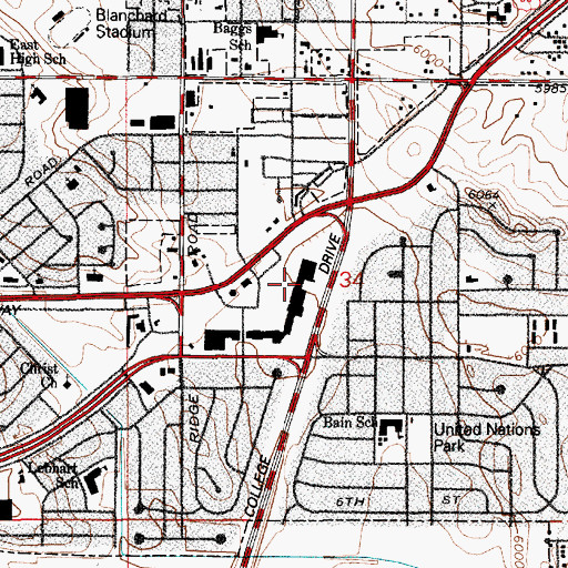 Topographic Map of Cheyenne Plaza, WY