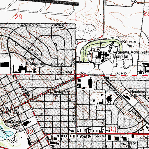 Topographic Map of Cole Shopping Center, WY