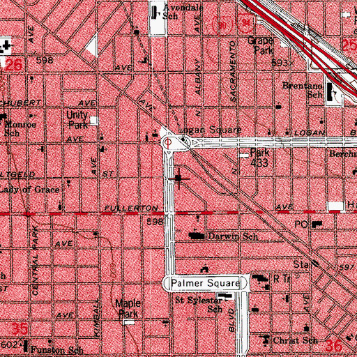 Topographic Map of Armitage Baptist Church, IL