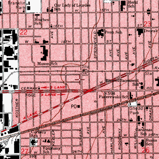 Topographic Map of Asia Missionary Baptist Church, IL