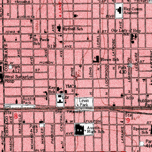 Topographic Map of Austin Baptist United Church of Christ, IL