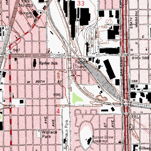 Topographic Map of Beacon Light Baptist Church, IL