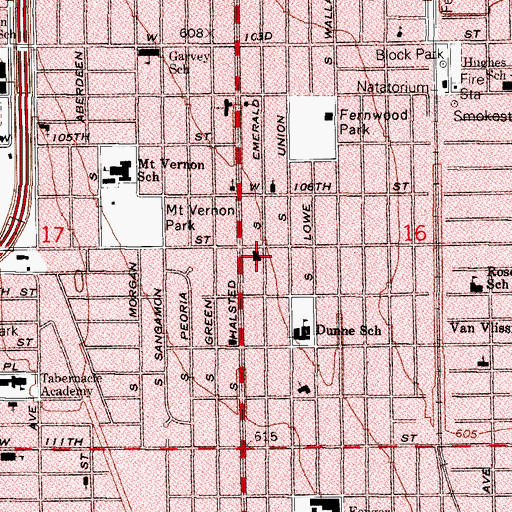 Topographic Map of Bellevue Baptist Church, IL