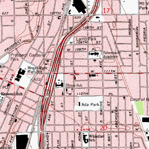 Topographic Map of Beth Eden Baptist Church, IL