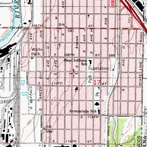 Topographic Map of Calvary Baptist Church, IL