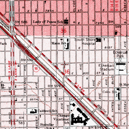 Topographic Map of The Calvary Baptist Church, IL