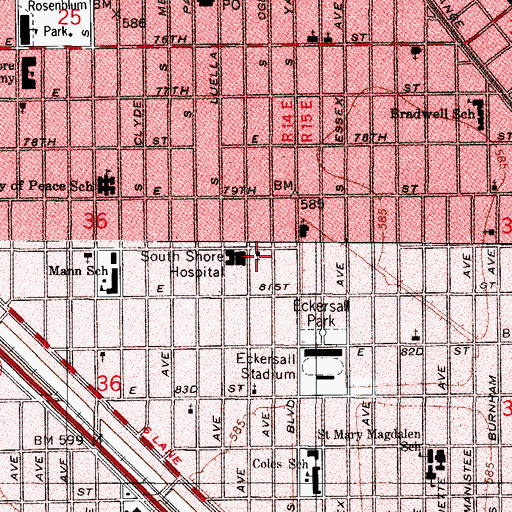 Topographic Map of Calvary Baptist Church of Chicago, IL