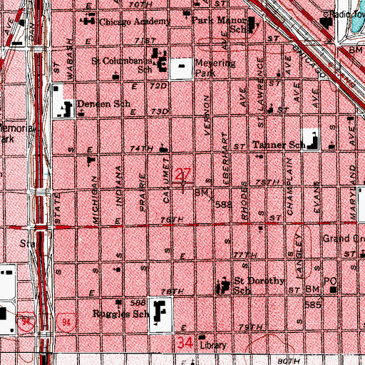 Topographic Map of Cathedral of Love Missionary Baptist Church, IL