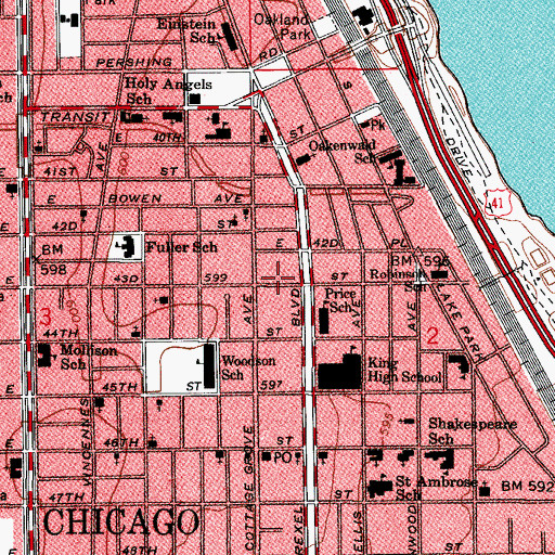 Topographic Map of Centennial Missionary Baptist Church, IL