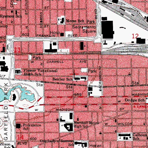 Topographic Map of Central Memorial Missionary Baptist Church, IL