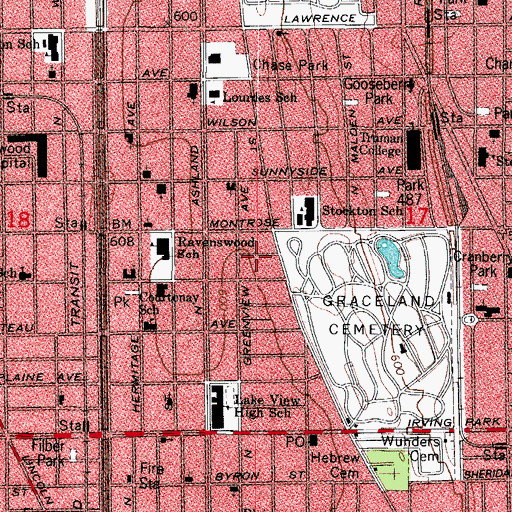 Topographic Map of Chicago Chinese Baptist Church, IL