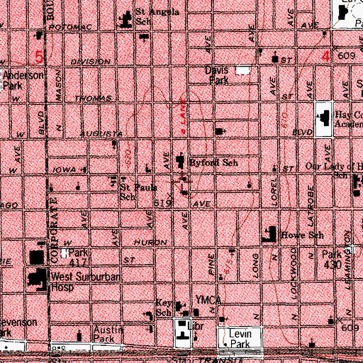 Topographic Map of Christ Tabernacle Missionary Baptist Church of Austin, IL