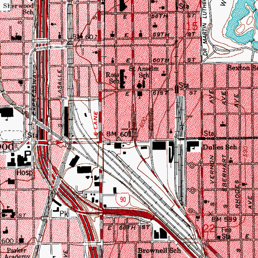 Topographic Map of Christian Love Baptist Church, IL