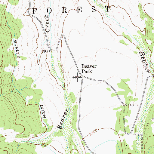 Topographic Map of Beaver Park, CO