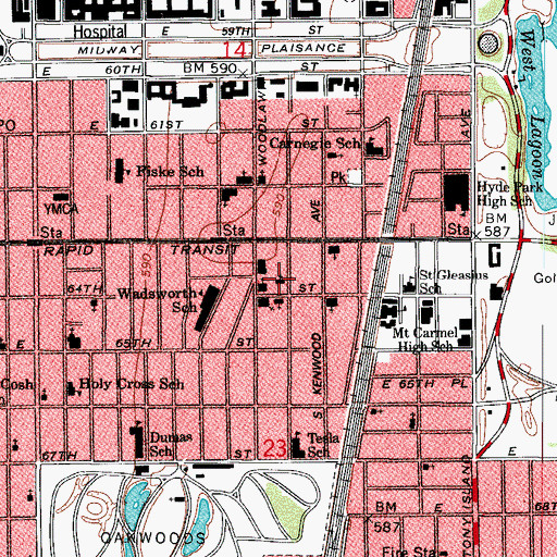 Topographic Map of Christian Temple Baptist Church, IL