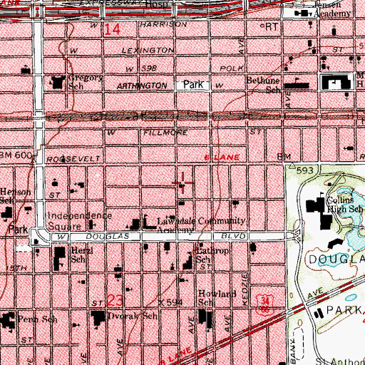 Topographic Map of Christian Valley Baptist Church, IL