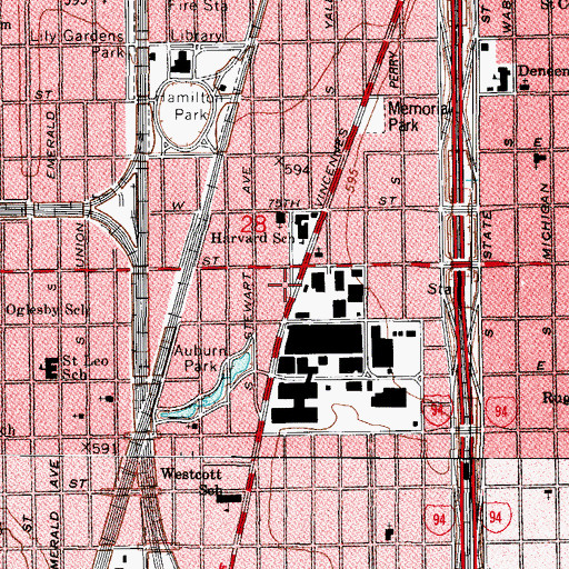 Topographic Map of Christs Temple Church of God in Christ Baptist Church, IL
