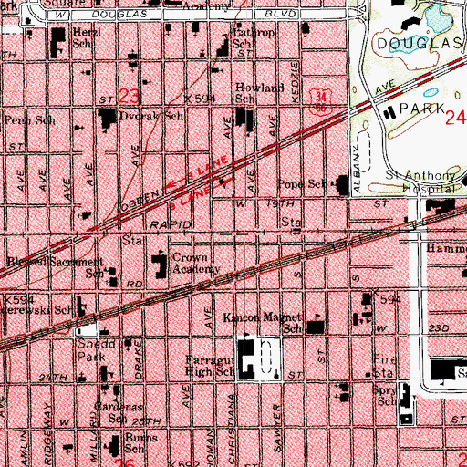 Topographic Map of Community Missionary Baptist Church, IL