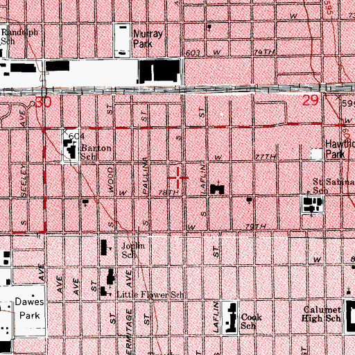Topographic Map of Daniel Baptist Missionary Baptist Church, IL