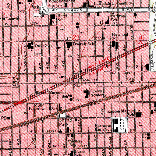 Topographic Map of Eastern Star Second Baptist Church, IL