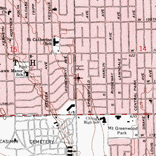 Topographic Map of Elim Baptist Church, IL