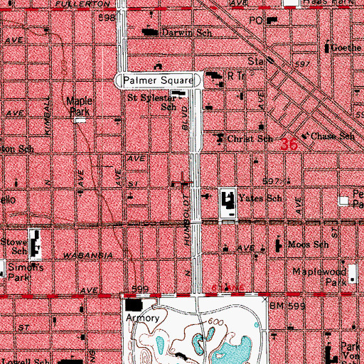 Topographic Map of Evangelical Spanish Baptist Church, IL