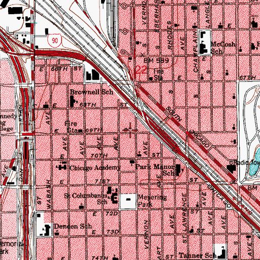 Topographic Map of Evening Star Baptist Church, IL