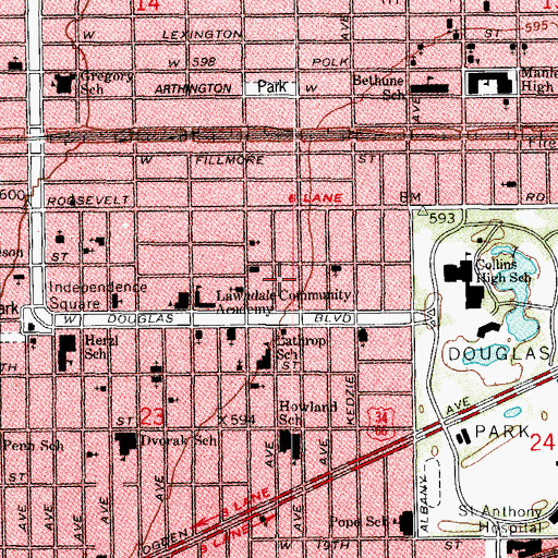 Topographic Map of Fairfield Baptist Church, IL