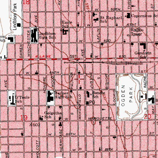 Topographic Map of Faith Tabernacle Baptist Church, IL