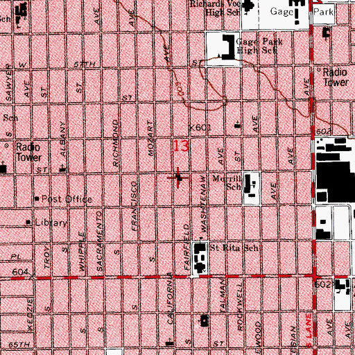 Topographic Map of First Baptist Church of Marquette Manor, IL
