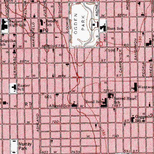 Topographic Map of First Community Baptist Church, IL